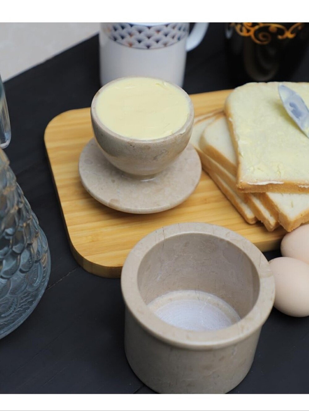 Butter Bell-Minimum Beige Marble Jar and Mortar Set - Picture 9 of 14